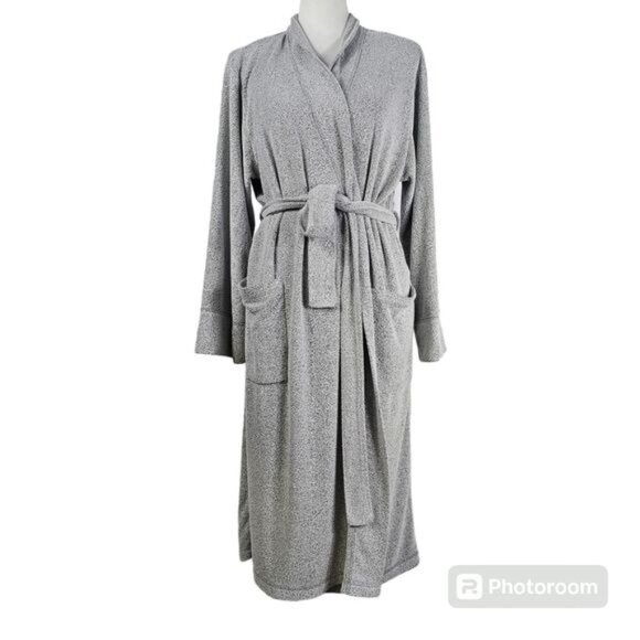 Natori Gray Rayon Blend Robe Sz L Comfy Oversized Wrap Belted Lounge Sleep - Picture 1 of 10